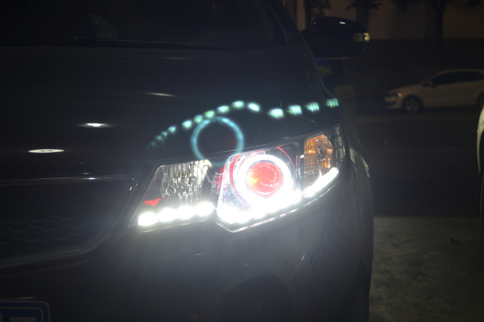 福瑞迪車(chē)燈改裝雙光透鏡氙氣燈LED日行燈天使眼