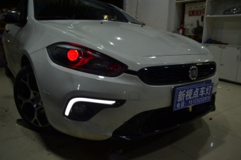 菲亞特致悅車(chē)燈改裝進(jìn)口海拉透鏡天使眼氙氣燈惡魔眼
