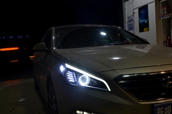 索納塔9代車(chē)燈改裝天使眼燈眉 重慶車(chē)燈改裝